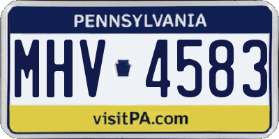 PA license plate MHV4583