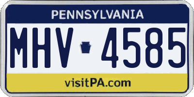 PA license plate MHV4585