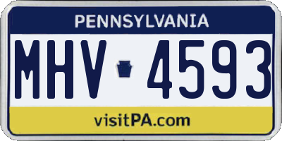 PA license plate MHV4593