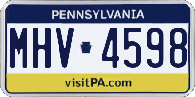 PA license plate MHV4598