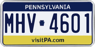 PA license plate MHV4601