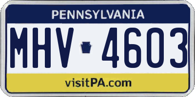 PA license plate MHV4603