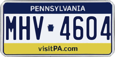 PA license plate MHV4604