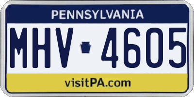 PA license plate MHV4605