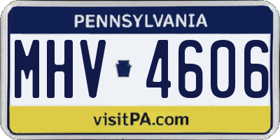 PA license plate MHV4606
