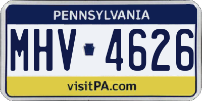 PA license plate MHV4626