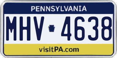 PA license plate MHV4638