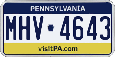PA license plate MHV4643