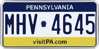 PA license plate MHV4645