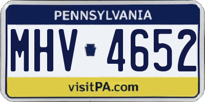 PA license plate MHV4652