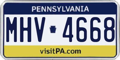 PA license plate MHV4668