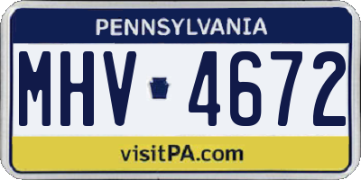 PA license plate MHV4672