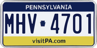 PA license plate MHV4701