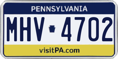 PA license plate MHV4702