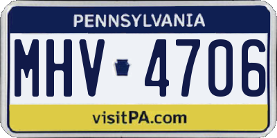 PA license plate MHV4706