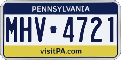 PA license plate MHV4721
