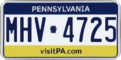 PA license plate MHV4725