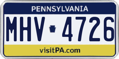 PA license plate MHV4726