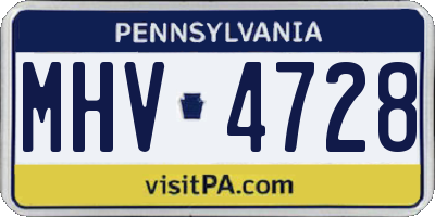 PA license plate MHV4728