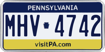 PA license plate MHV4742