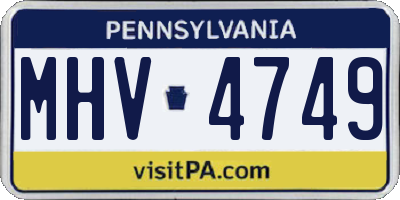 PA license plate MHV4749