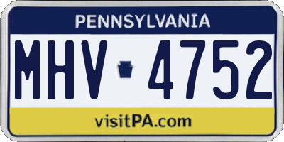 PA license plate MHV4752