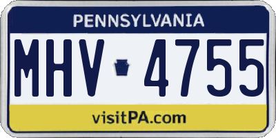 PA license plate MHV4755