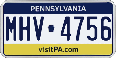 PA license plate MHV4756