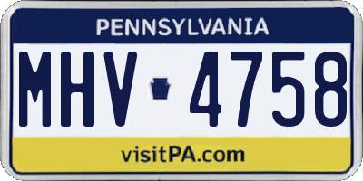 PA license plate MHV4758
