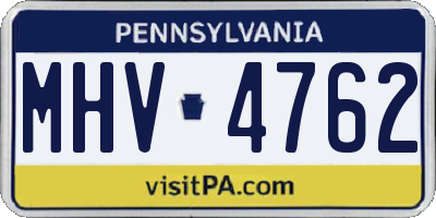 PA license plate MHV4762