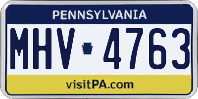 PA license plate MHV4763