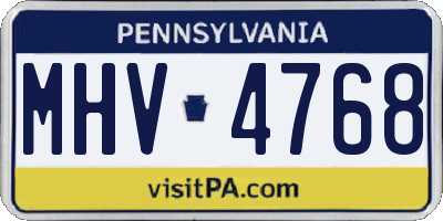 PA license plate MHV4768
