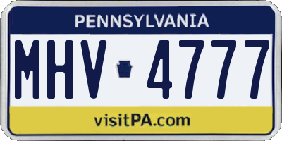 PA license plate MHV4777