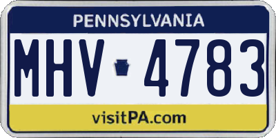 PA license plate MHV4783