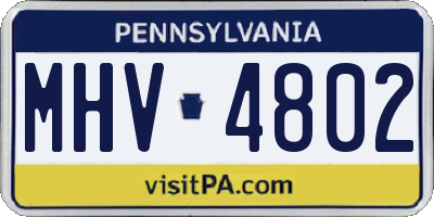 PA license plate MHV4802