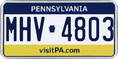 PA license plate MHV4803