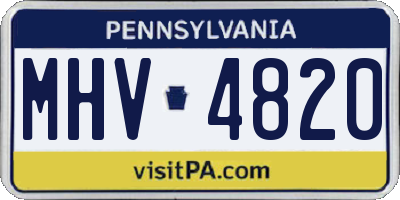 PA license plate MHV4820
