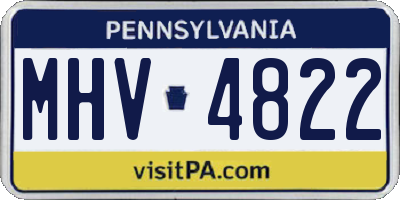PA license plate MHV4822