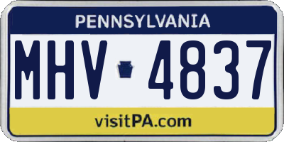 PA license plate MHV4837