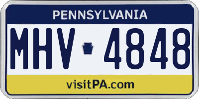 PA license plate MHV4848