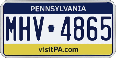 PA license plate MHV4865