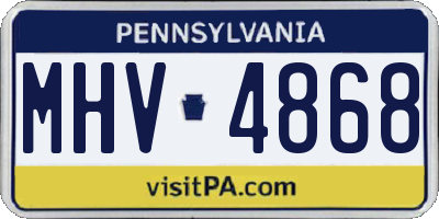PA license plate MHV4868