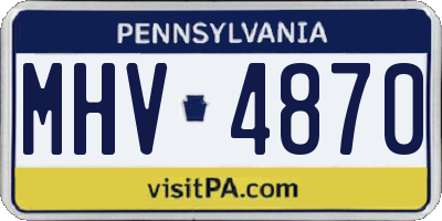 PA license plate MHV4870