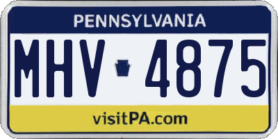 PA license plate MHV4875