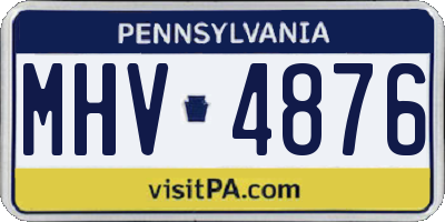 PA license plate MHV4876