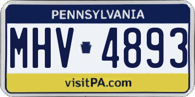 PA license plate MHV4893