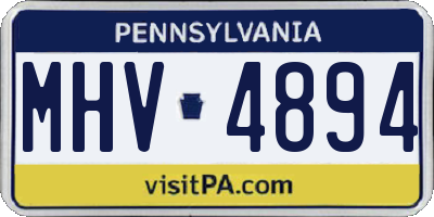 PA license plate MHV4894