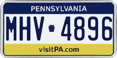 PA license plate MHV4896