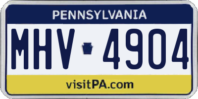 PA license plate MHV4904