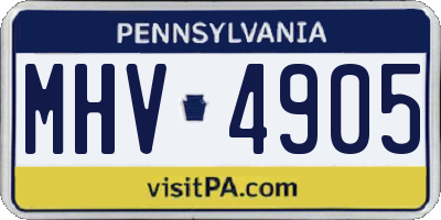 PA license plate MHV4905